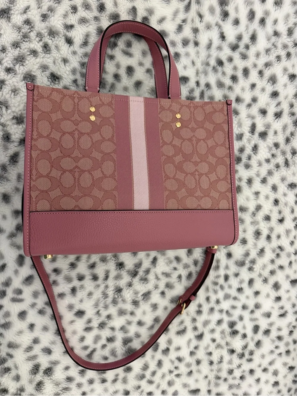 NWOT Coach Dempsey Carryall Pink Signature Jacquard Stripe Medium Crossbody Tote - Picture 7 of 9
